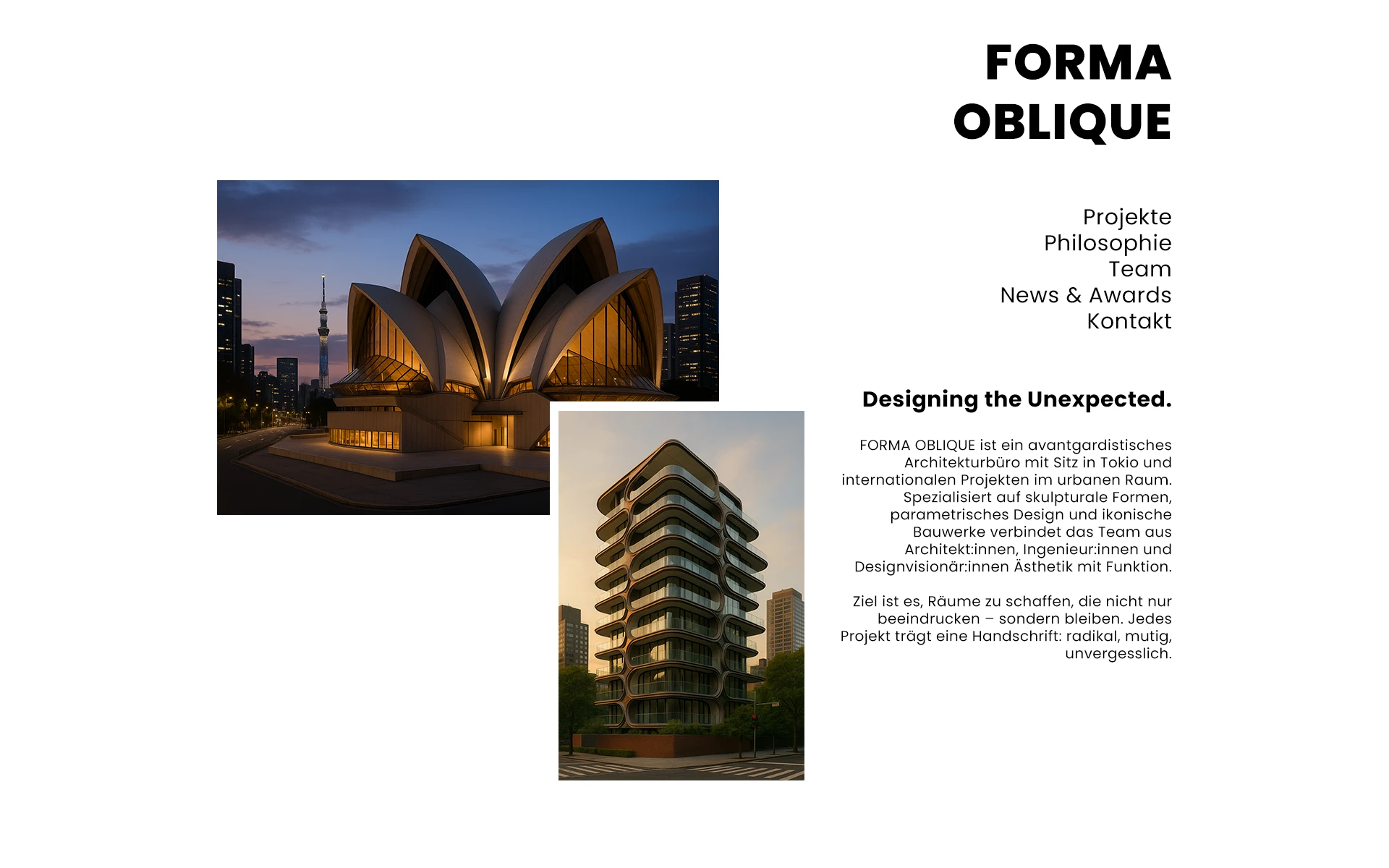 Asymmetrisches Webdesign für Architekturbüros