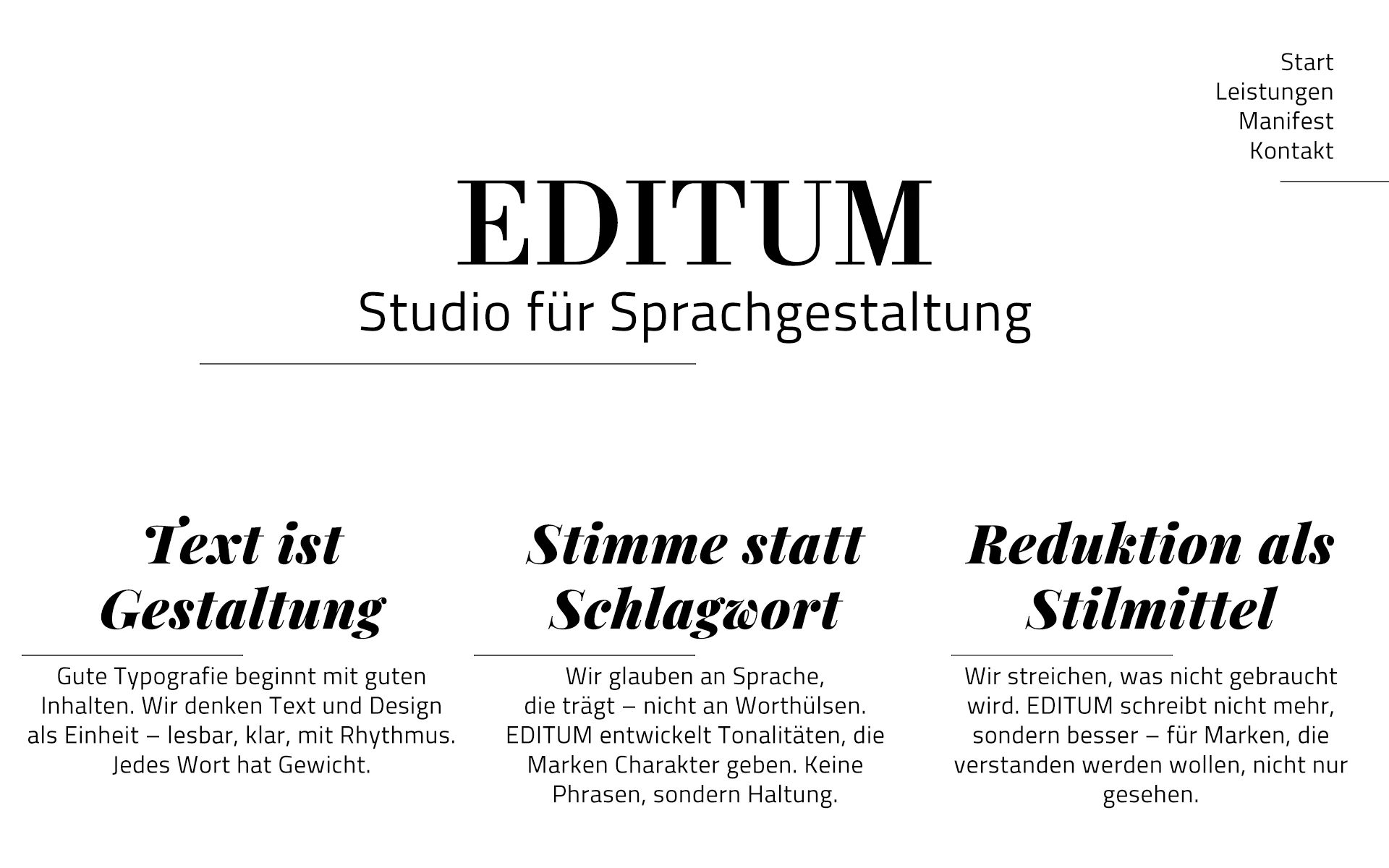 Typografie Webdesign Beispiel