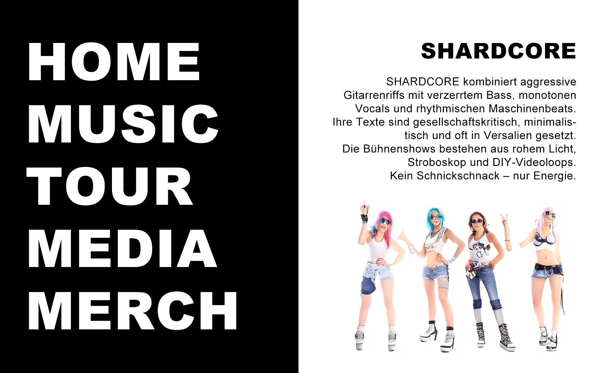 Brutalismus Webdesign Band SHARDCORE